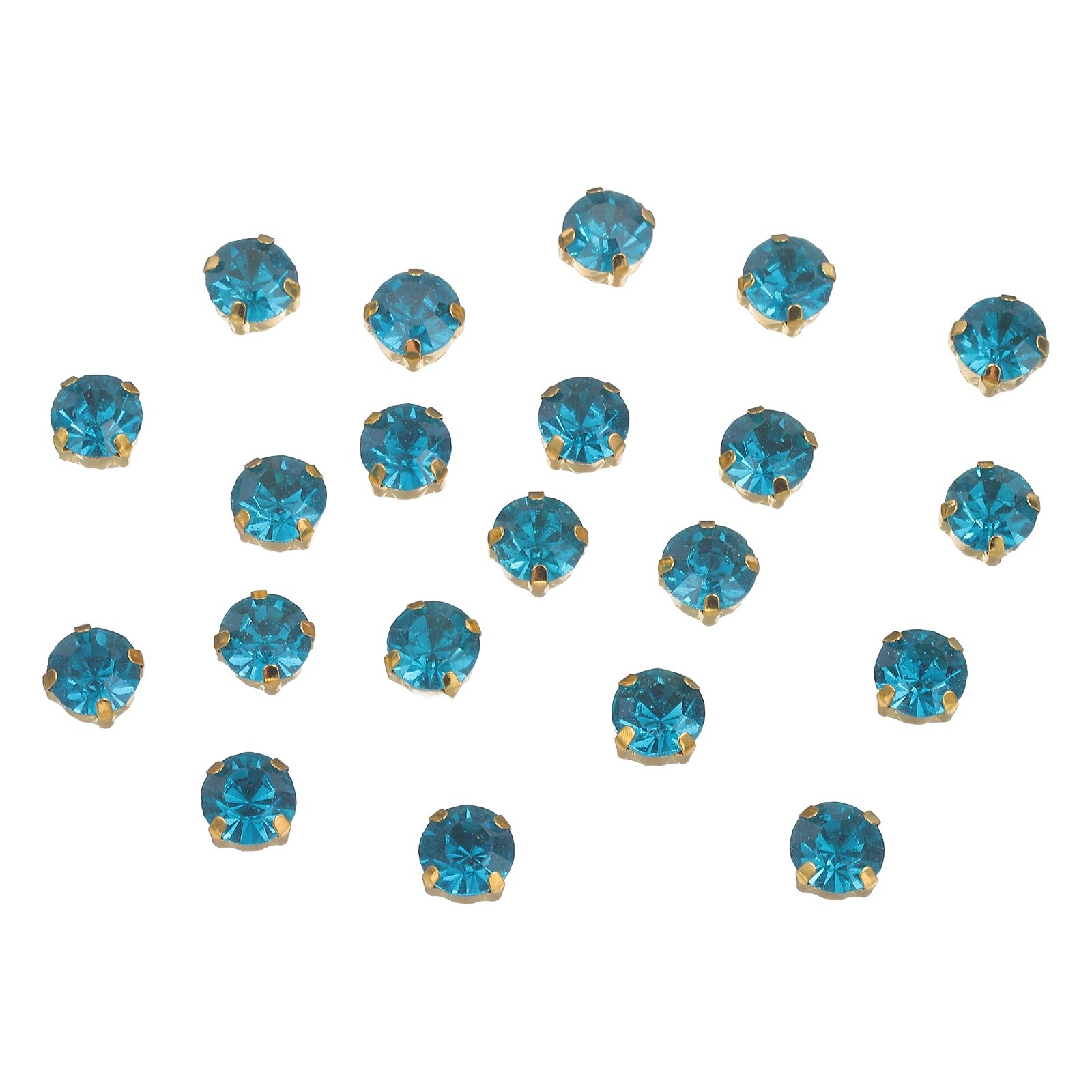 100 Pcs Sew on Rhinestones, 8 mm / 0.31 Inch Diameter, Dark Blue