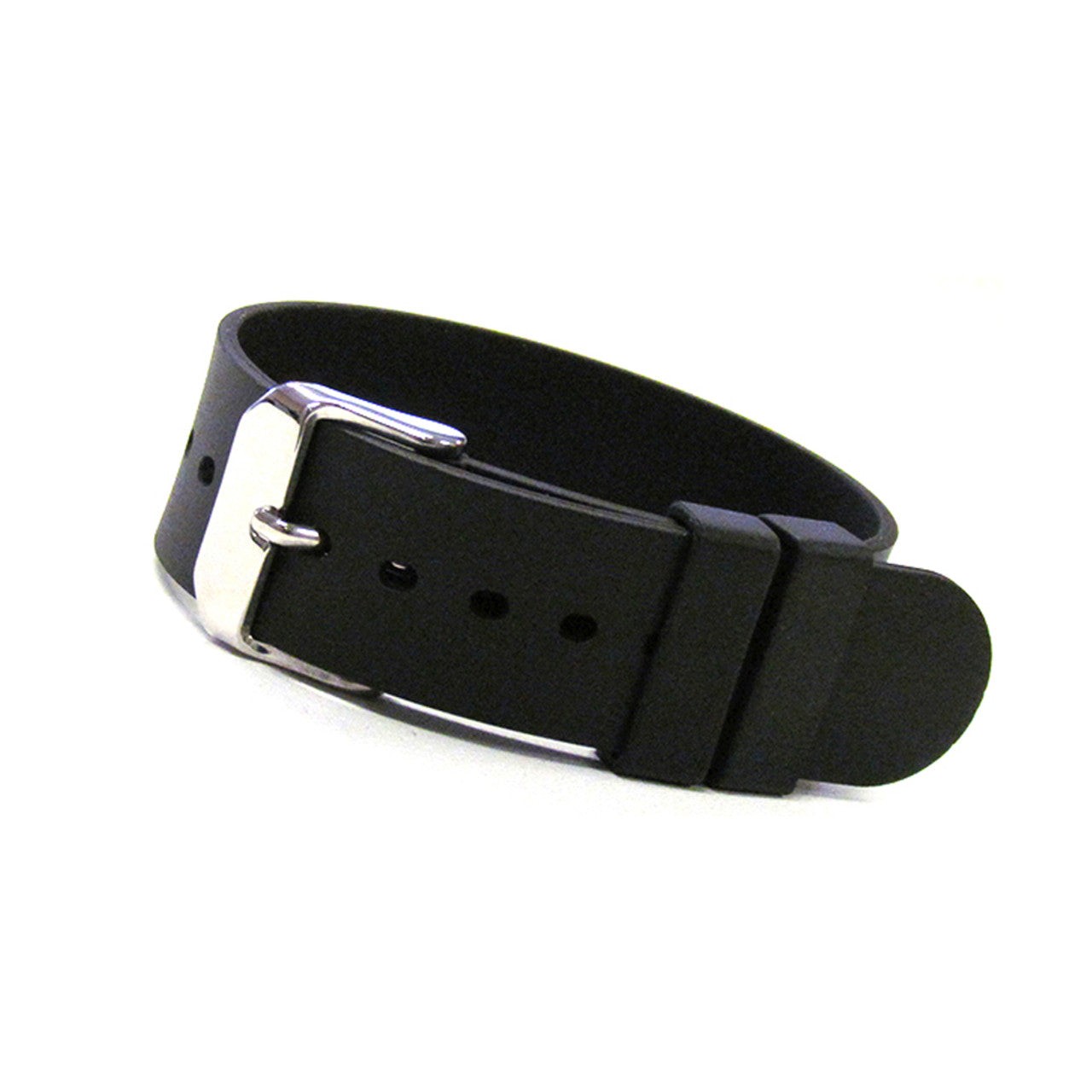 Smooth Waterproof NBR Italian Rubber WatchBand | Bonetto 298 | Black | One-Piece