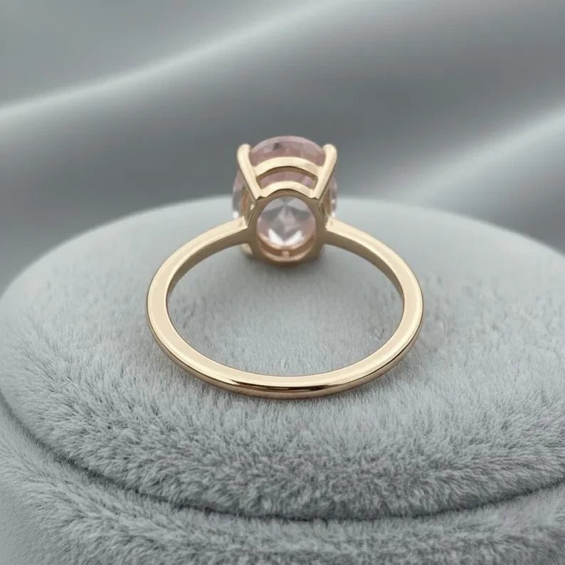 1.50Ct Oval Cut Lab Created Pink Diamond Solitaire Ring 14K Yellow Gold Plated