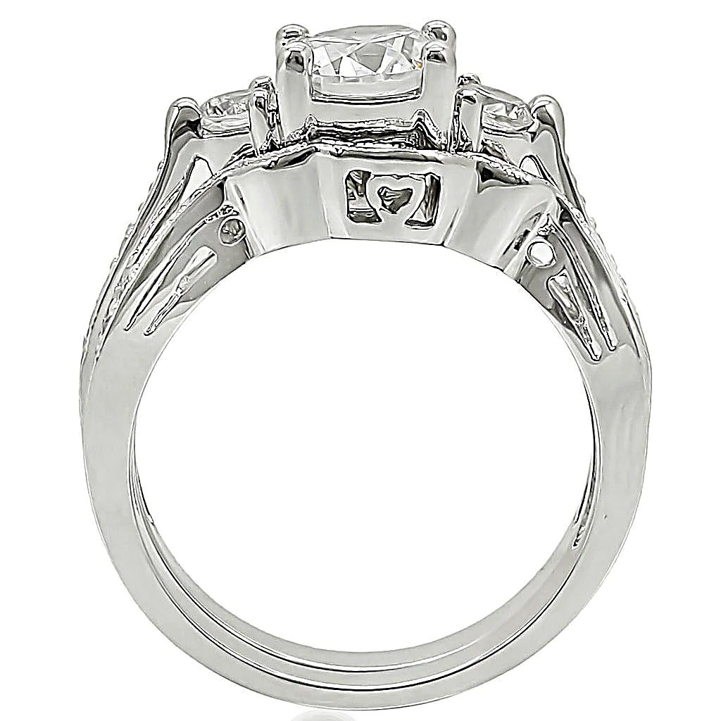 Women’s Ring Set, Clear CZ, Rhodium Plated, Brass, ring set, cz ring