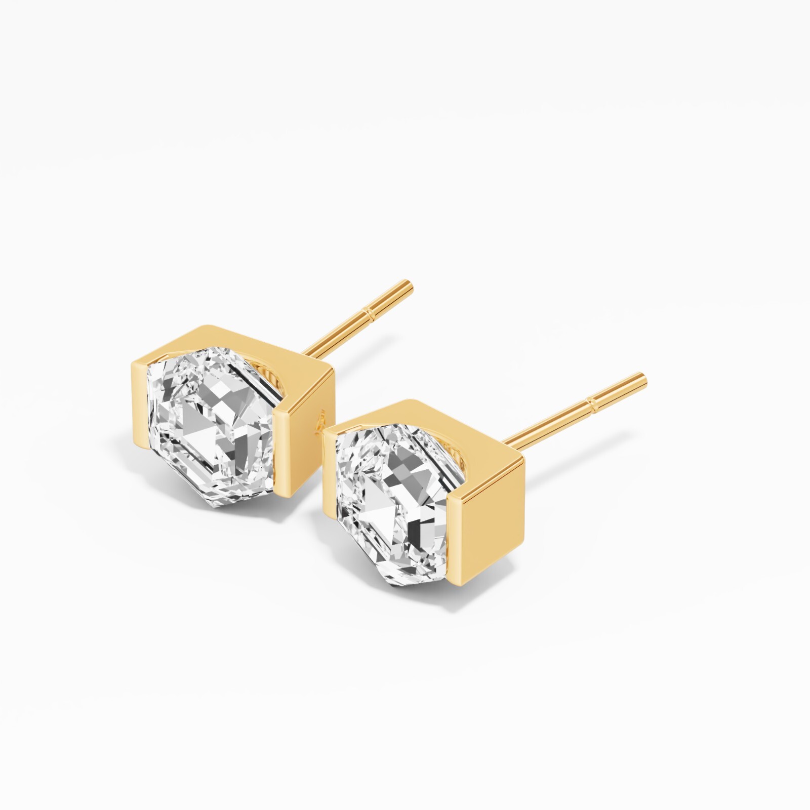 2.00 ct Lab Created Hexagon Diamond Stud Earring in 14K Yellow Gold For Women