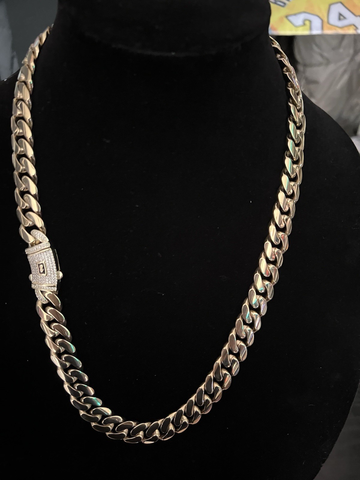 22” 14k gold plated iced out lock 5acz necklace
