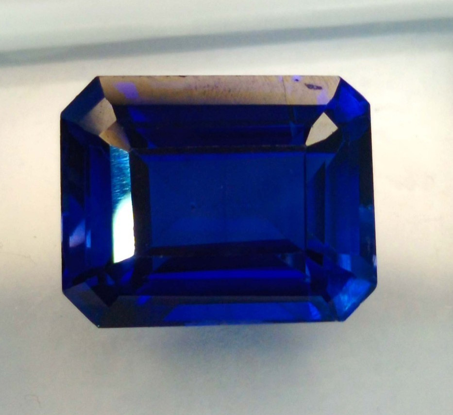 9-11 Ct Natural Emerald Cut Certified Blue Sapphire Loose Gemstone RK294