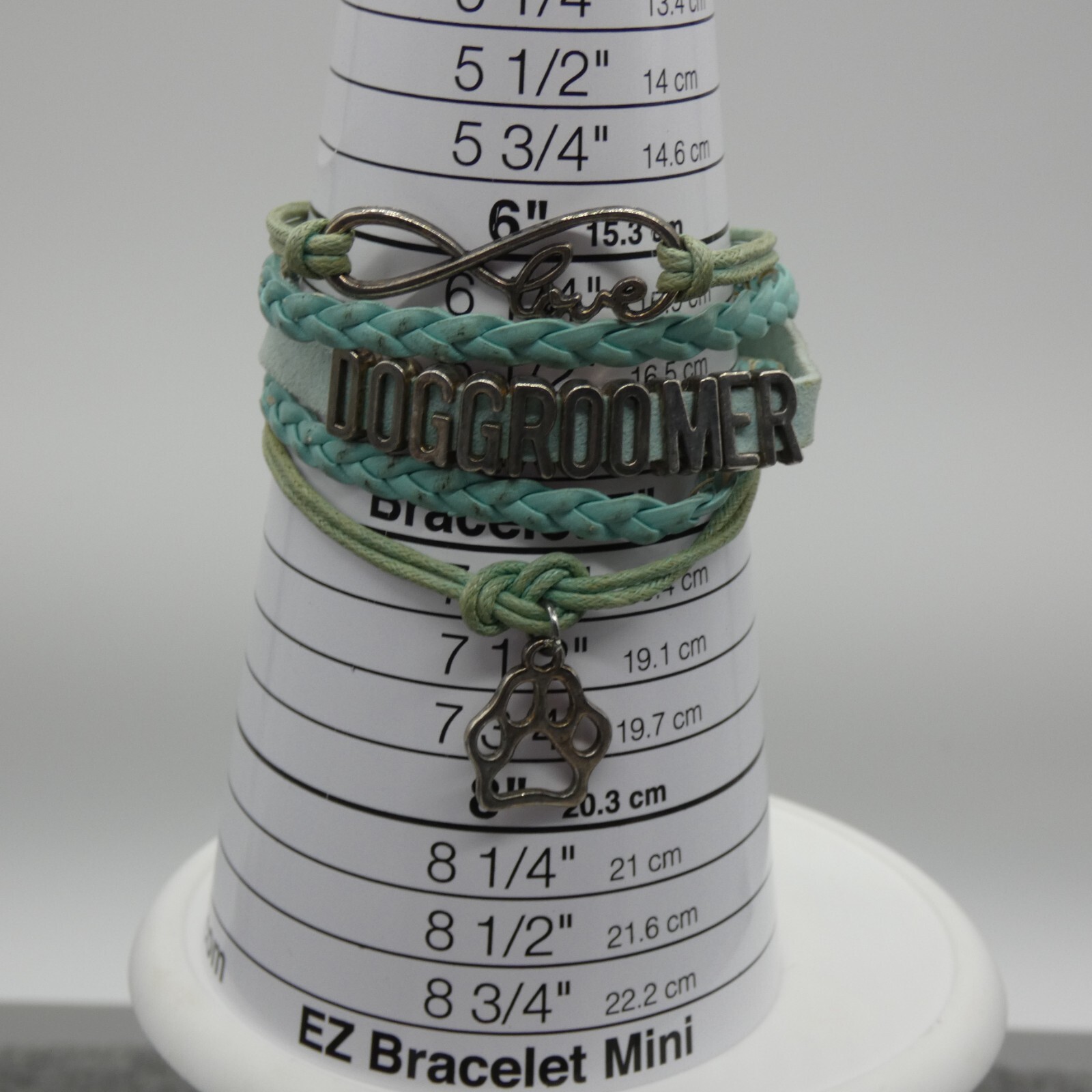 Aqua Color Dog Groomer Fashion Friendship Style Multi-Strand Charm Bracelet