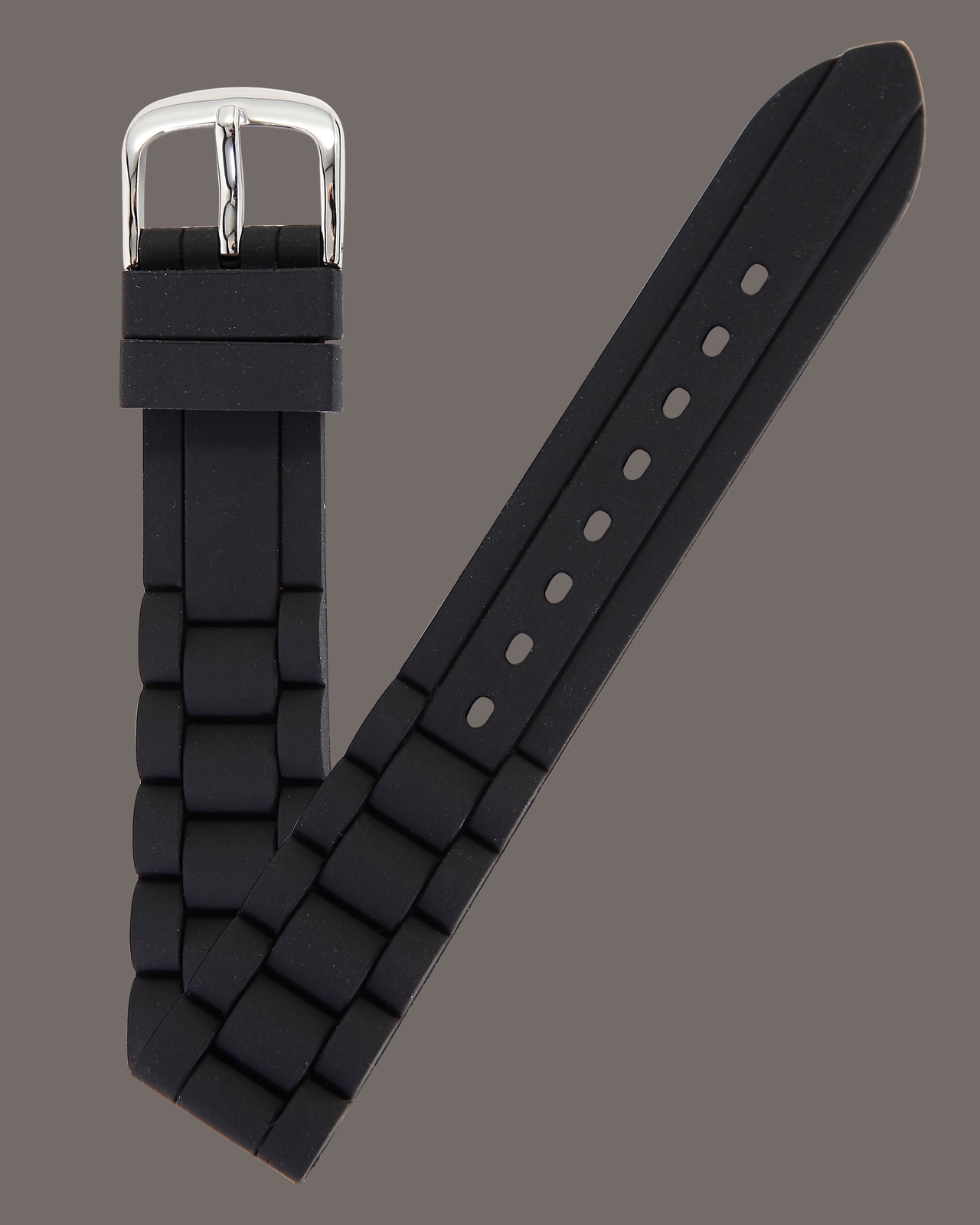 Ecclissi 18mm x 16mm Black Rubber Strap original Buckle 23980