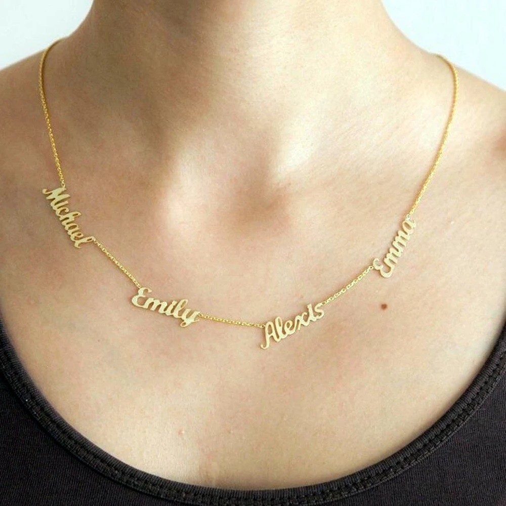 Multiple Custom Name necklace Personalized Pendant Stainless Steel Jewelry Gift