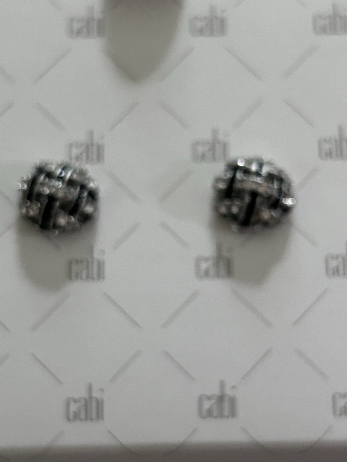 Cabi Silver Crystal Encrusted Dome Stud Earrings New In Box J21