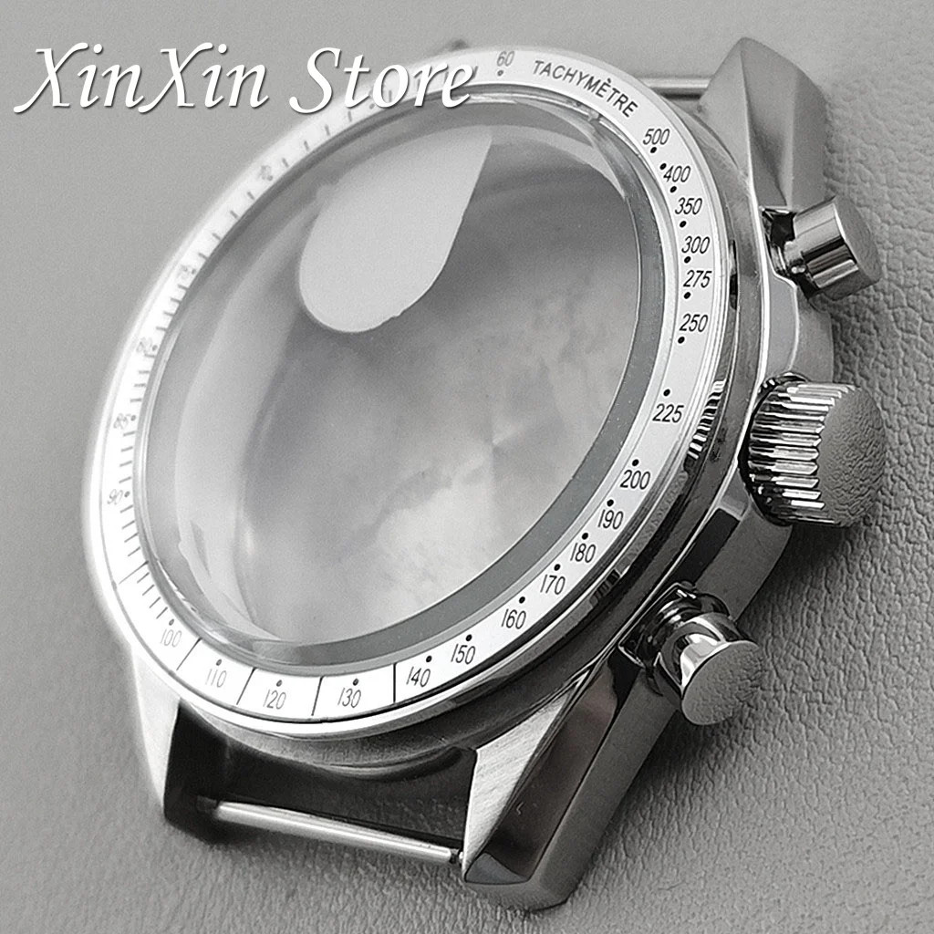 39.7mm MEN’s WATCH Case MOON Pattern Back CHRONOGRAPH For VK63A VK63 VK64 QUARTZ