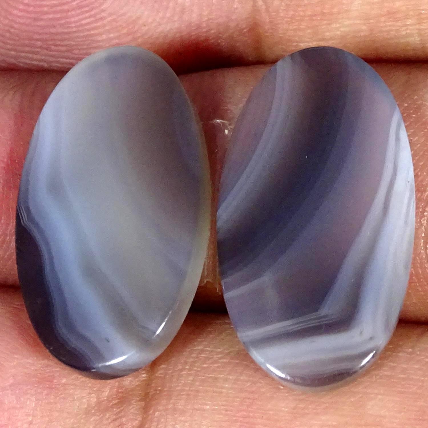 20.50Cts 100% Natural Designer Botswana Pair Agate Oval Cabochon 13x23x4mm