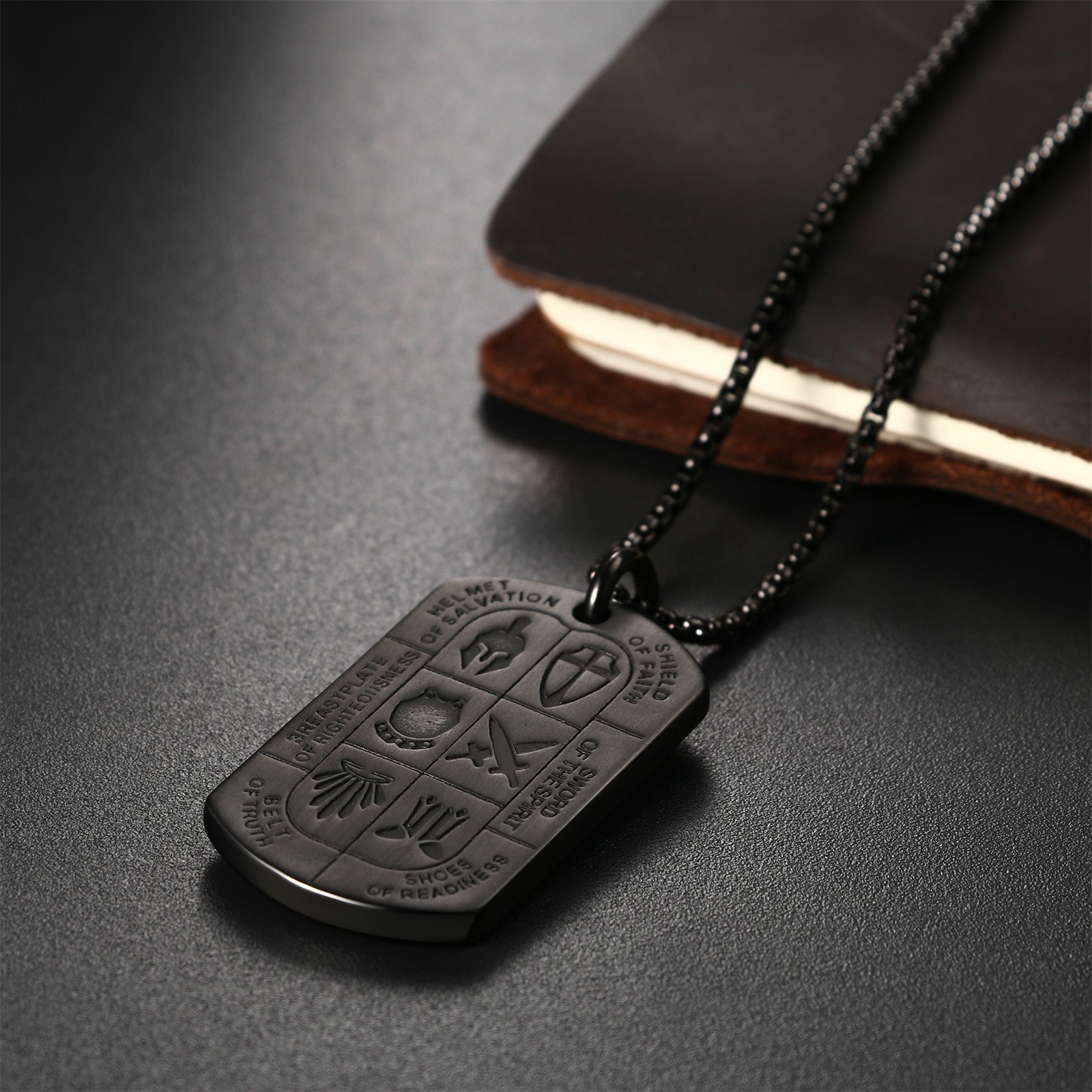 Men’s Knight Templar Armor of God Necklace Ephesians 6:13-17 Red Cross Pendant