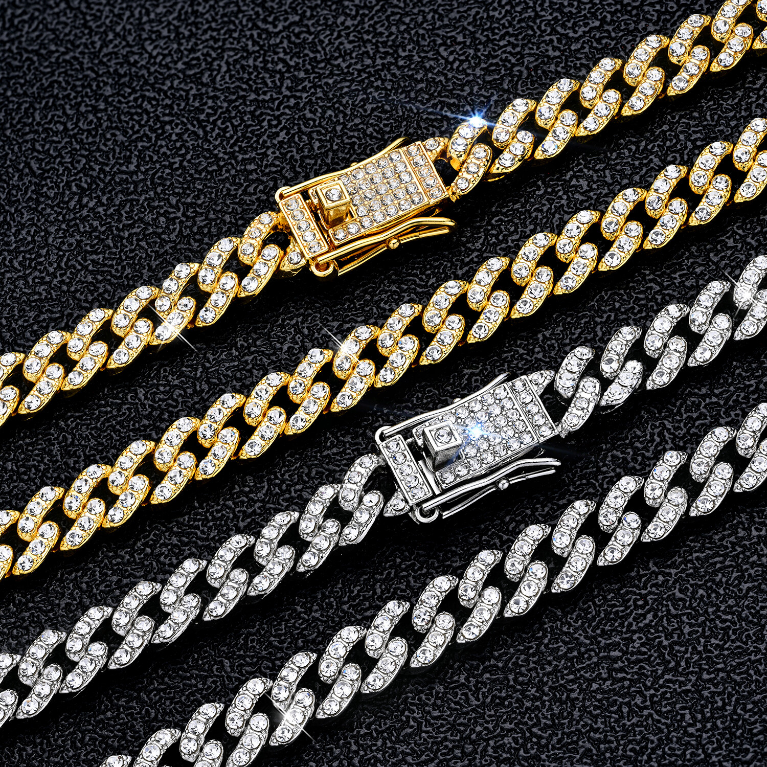 8MM Gold Plated CZ Cuban Link Chain Hip Hop Iced CZ Out Cuban Necklace/Choker