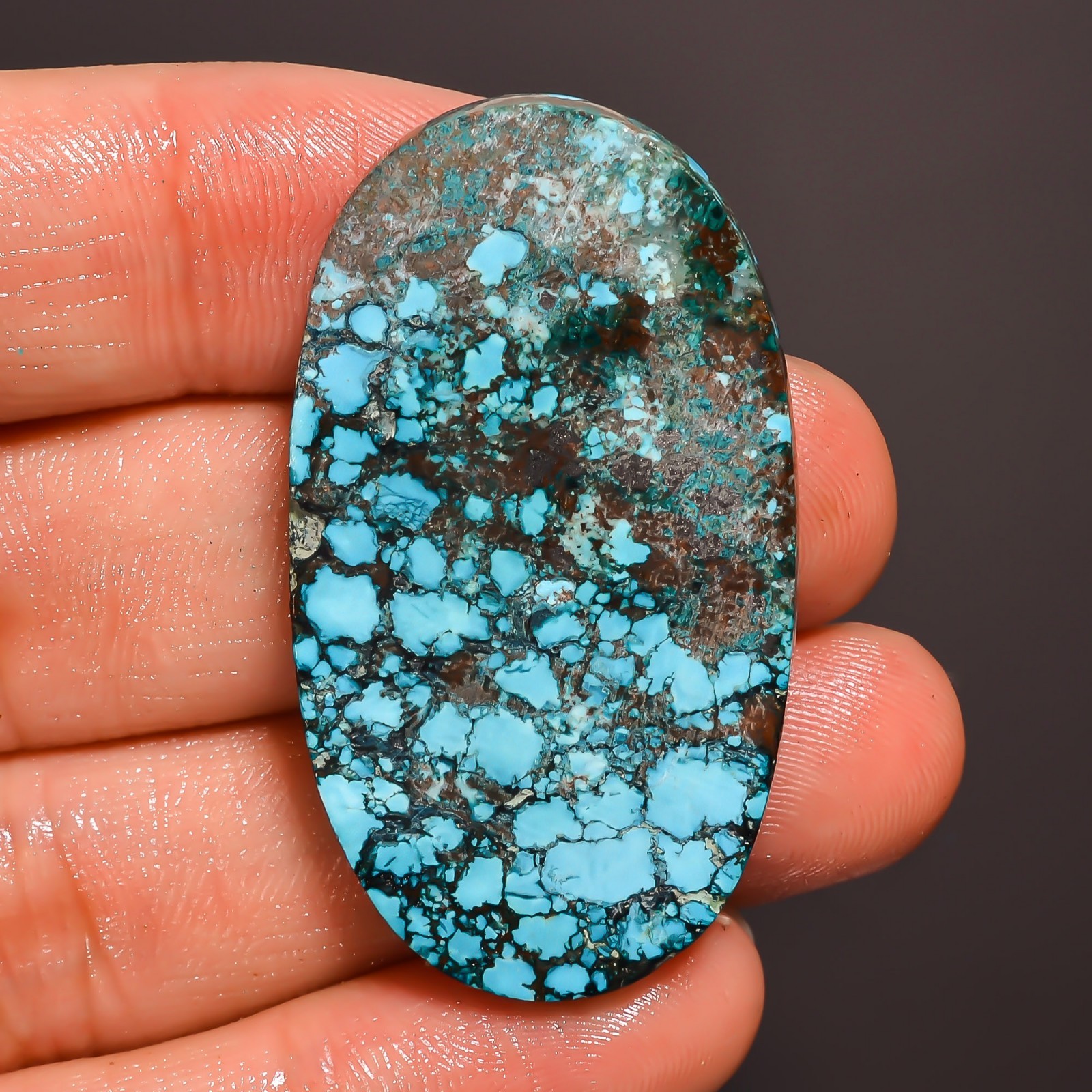52.45Cts Natural Tibet Turquoise Cabochon 24x43x4mm Oval Top Quality Loose Stone