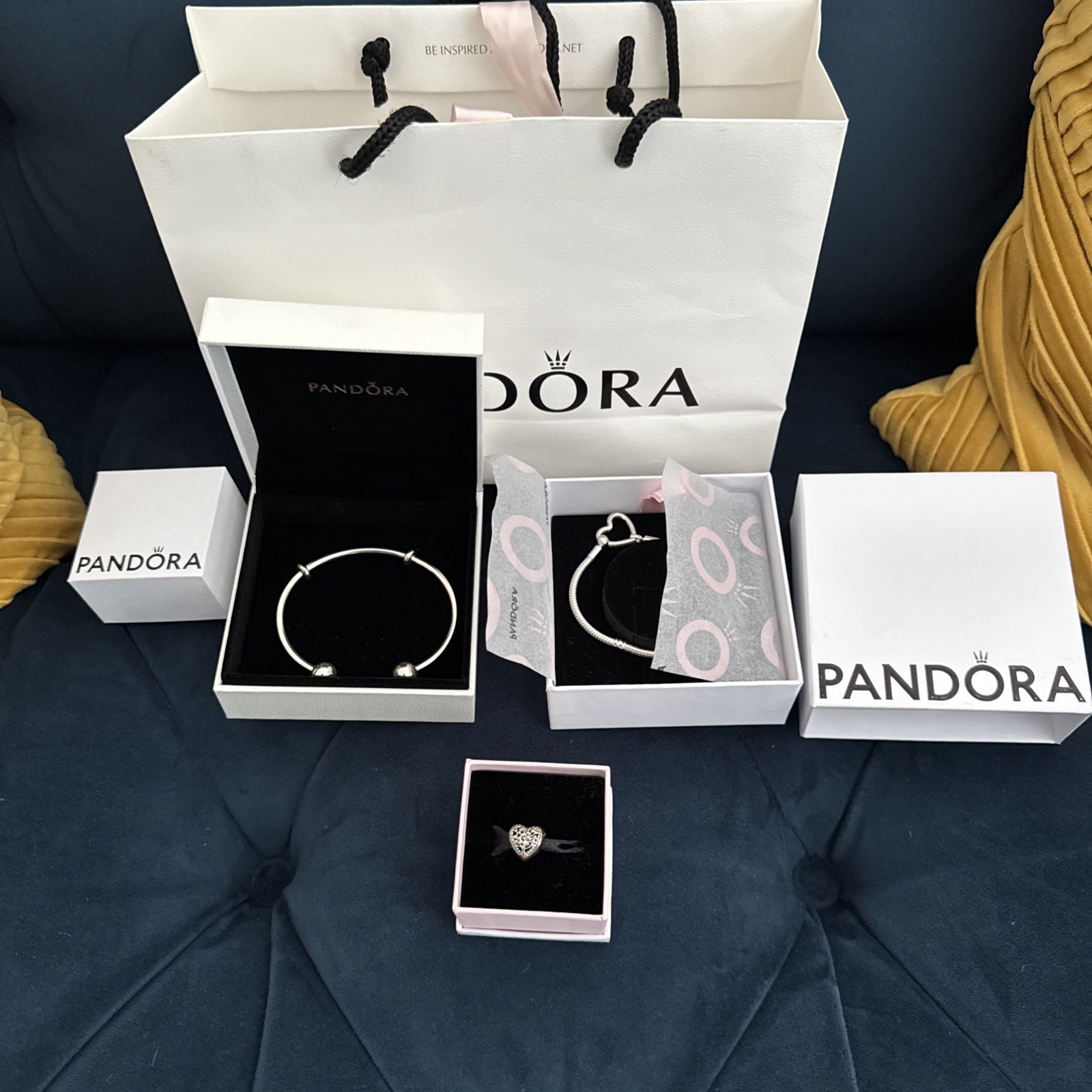 Genuine Pandora S925 ALE Sterling Silver Charm Bracelet x 2 and New Charm