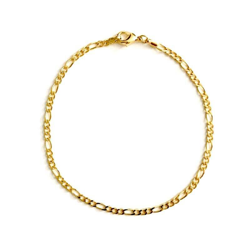 18K GOLD FILLED 3mm FIGARO ANKLET 9.5″ LONG /18K GOLD FILLED TOBILLERA 9.5″-A17