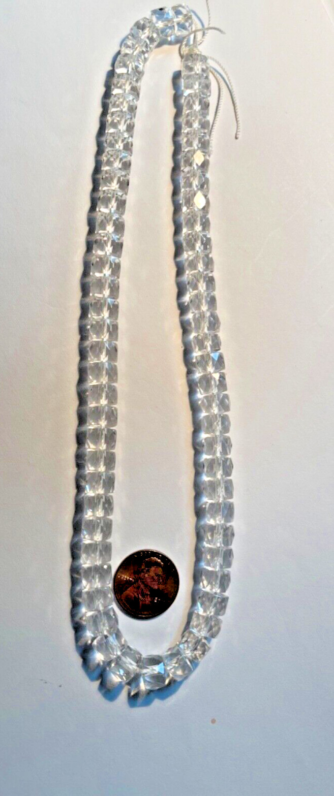 ONE STRAND 16″ OVAL FACETED CRYSTAL QUARTZ RONDELLES 9X6MM BEAD STRAND WHOLESALE