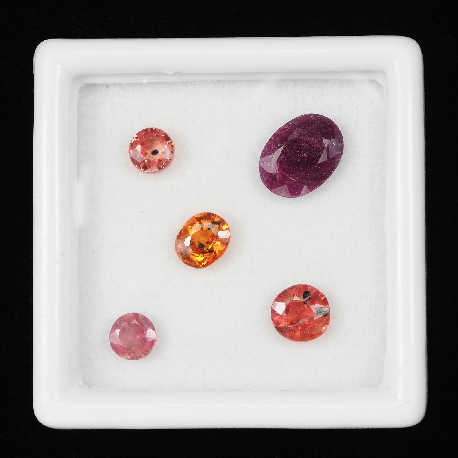 5 Pcs. Blood Red Ruby & Orange Natural Sapphire Loose Gemstones Lot