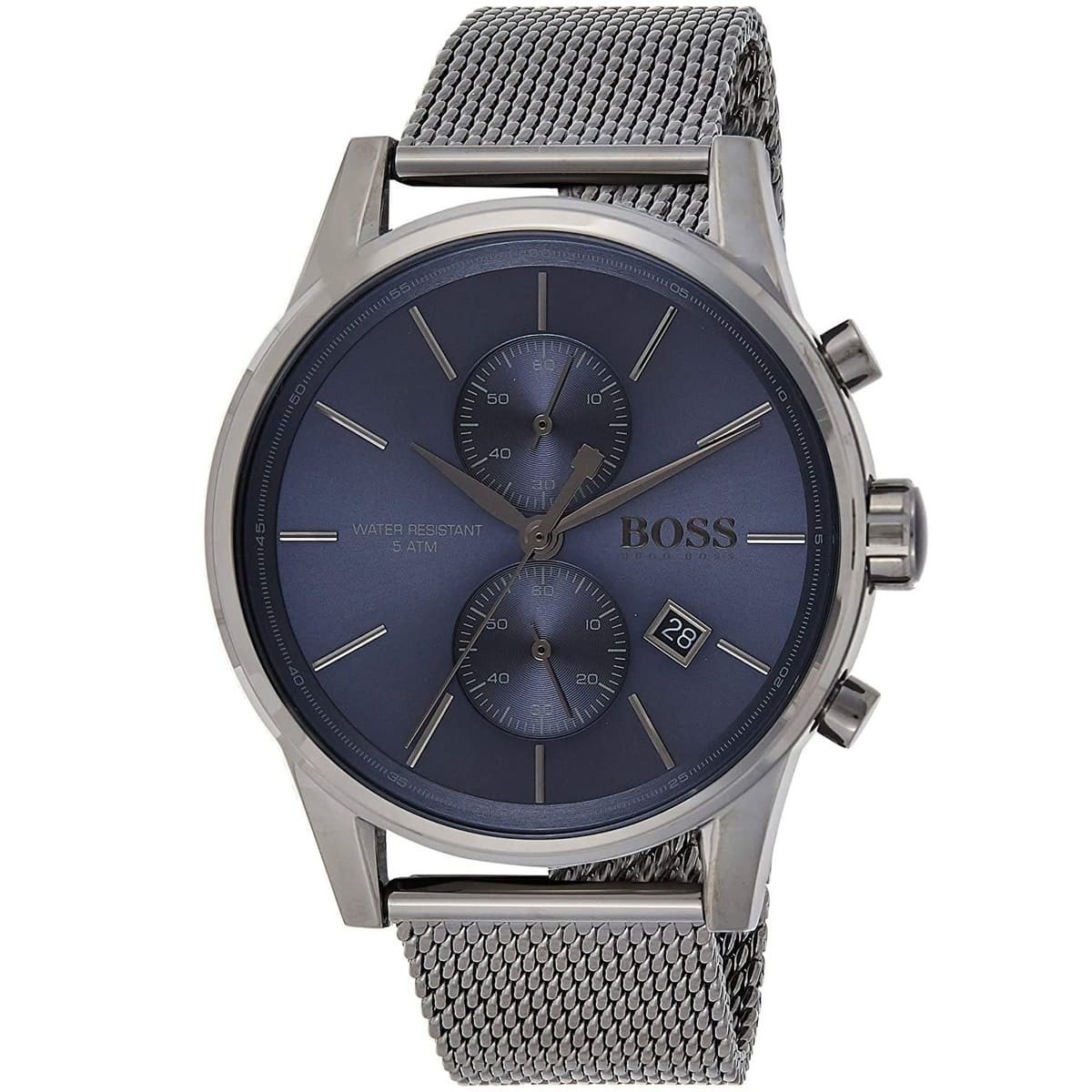 HUGO BOSS 1513677 Men’s Chronograph Watch Blue Dial Gray Mesh Bracelet