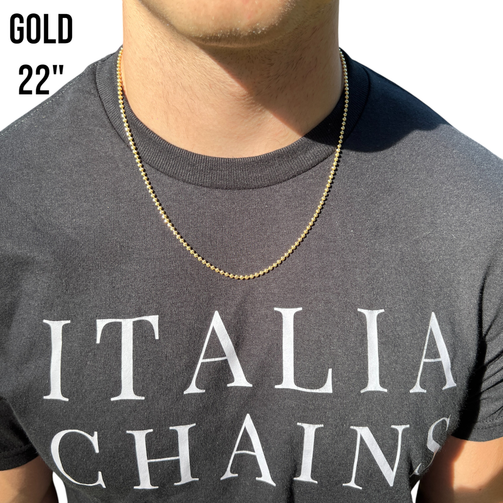 2.5mm Ball Moon Chain Necklace – Solid 925 Sterling Silver Or 14k Gold Vermeil