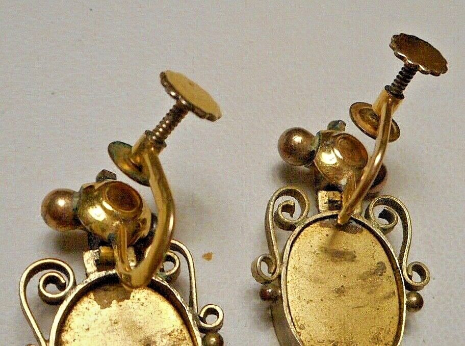 Antique Victorian Gold-Filled Italian Floral Micro Mosaic Brooch & Earrings Set