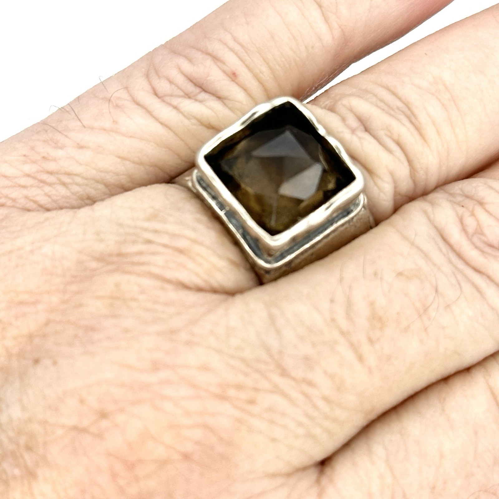 Silpada Retired R1453 Vintage Dusk Til Dawn Silver Smoky Quartz Ring Size 7.75