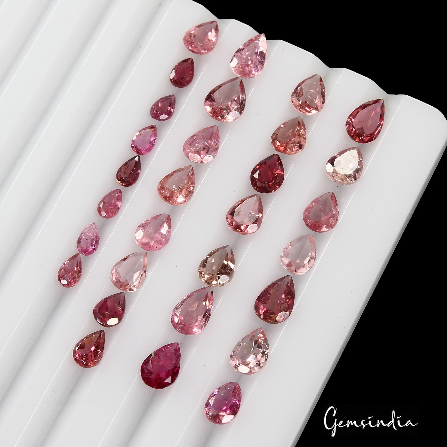 Certified 13.90 Cts/30 Pcs Natural Pink Rubellite Tourmaline Pear Cut 5-7mm Gems