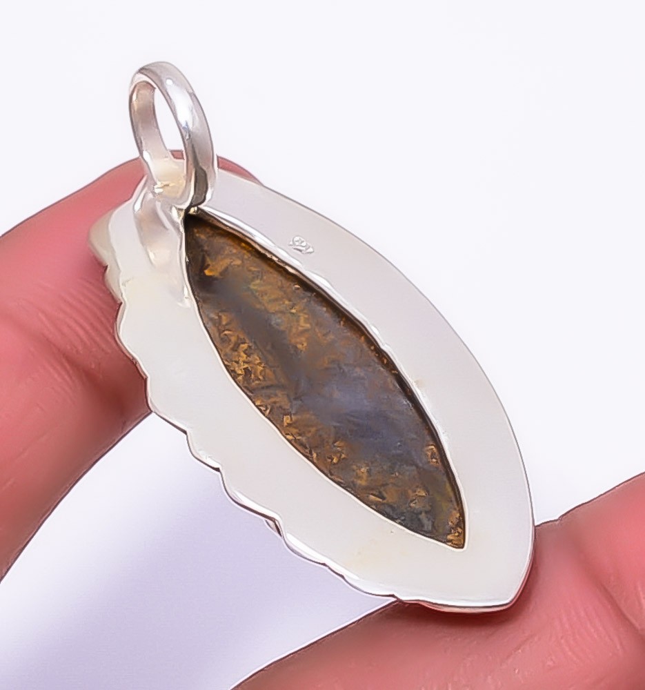 Bronzite Jasper – Africa Gemstone Silver Handmade Israeli Pendant 1.76″ A398
