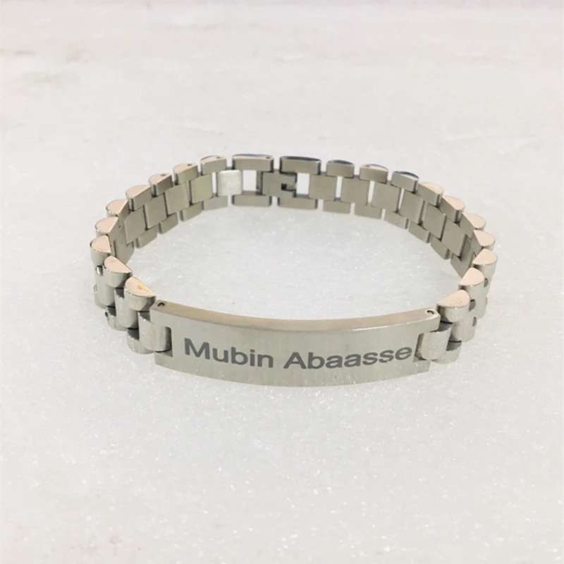 Mens Bracelet With Box Any Name Watch Band Custom Men Jewelry Personalized Gift