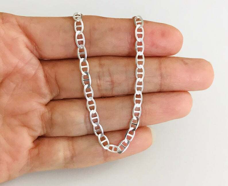 925 STERLING SILVER MARINER LINK ANKLET BRACELET 9″/TOBILLERA DE PLATA – EA98
