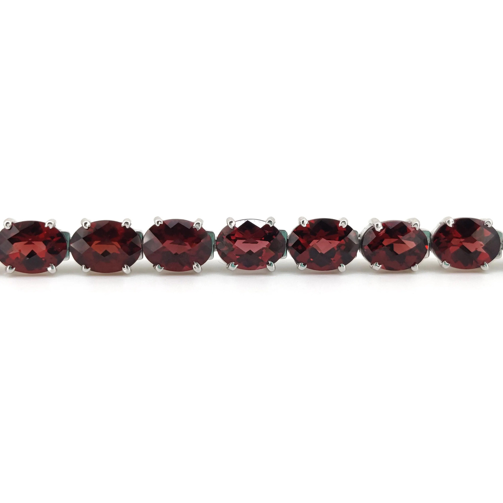 Garnet Tennis Bracelet Sterling Silver January Birthstone Oval Gemstone Jewelry