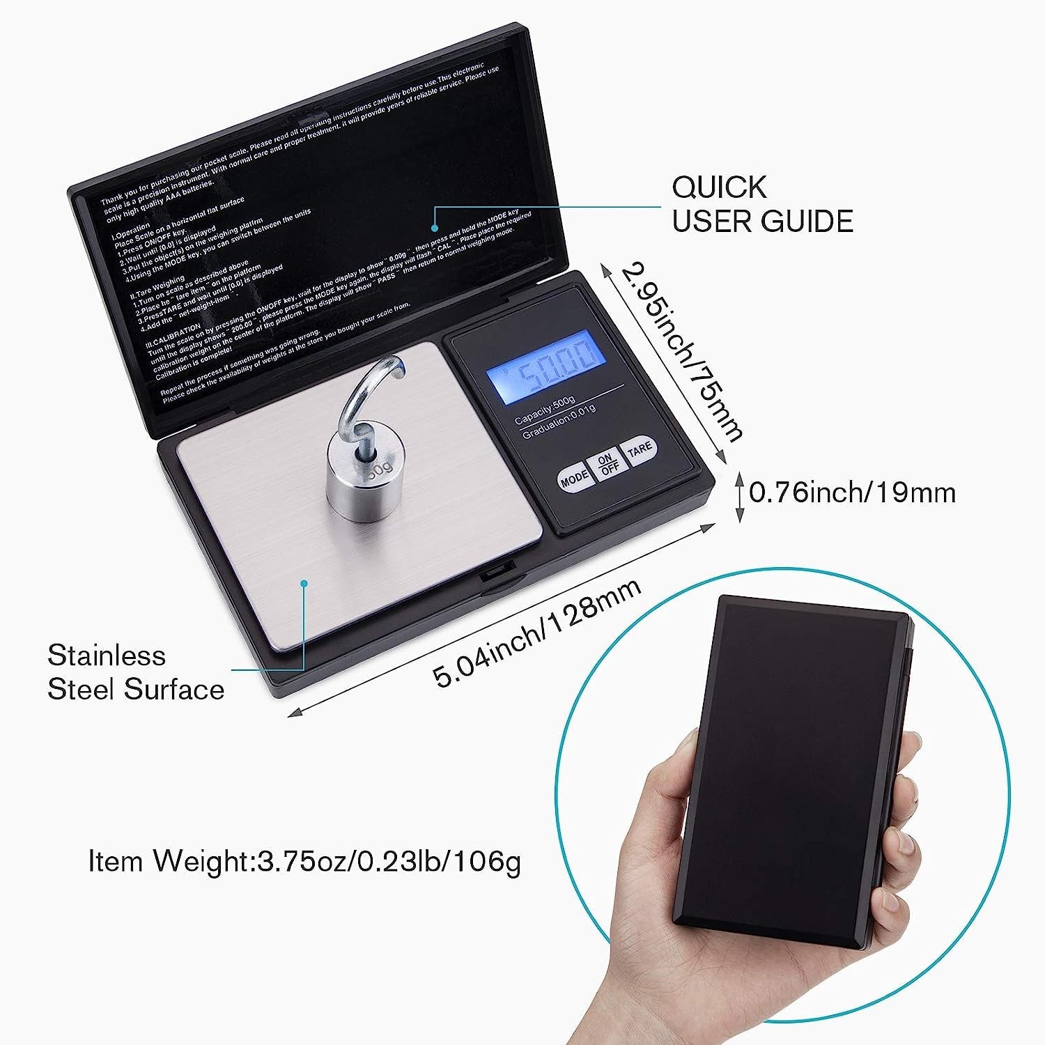Diamond Tester + 200g/0.01g Jewelry Scale＋30X Mini LED Magnifying, Powered by…