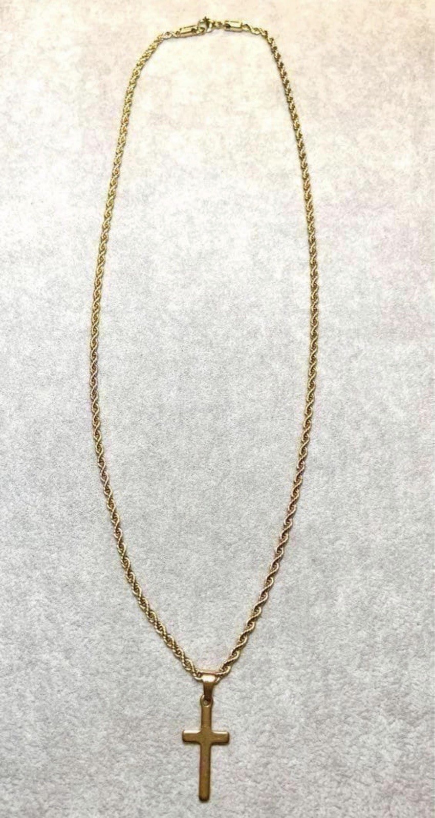 Men’s Gold Cross Necklace Stainless Steel Rope Chain 22.4” Pendant Jewelry
