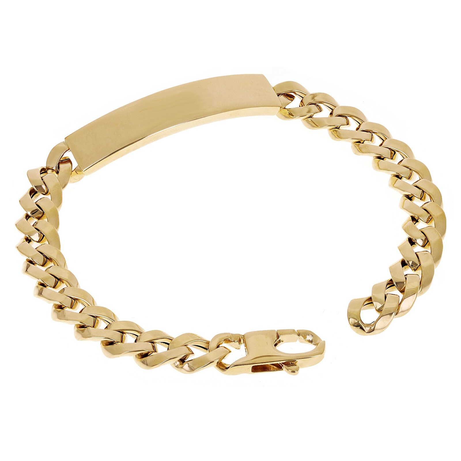 Italian 14k Yellow Gold Hollow Miami Cuban Link ID Bracelet 8.5″ 8.9mm 14.5 gram