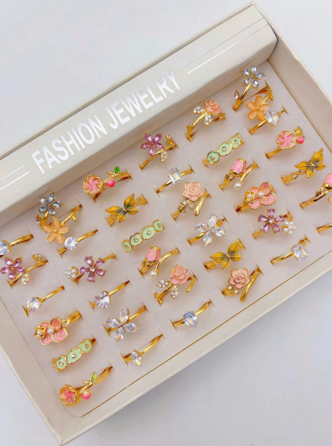 10 Pcs Wholesale Zircon Rhinestone Mixed Rings Bulk Finger Jewelry Gift Lot USA