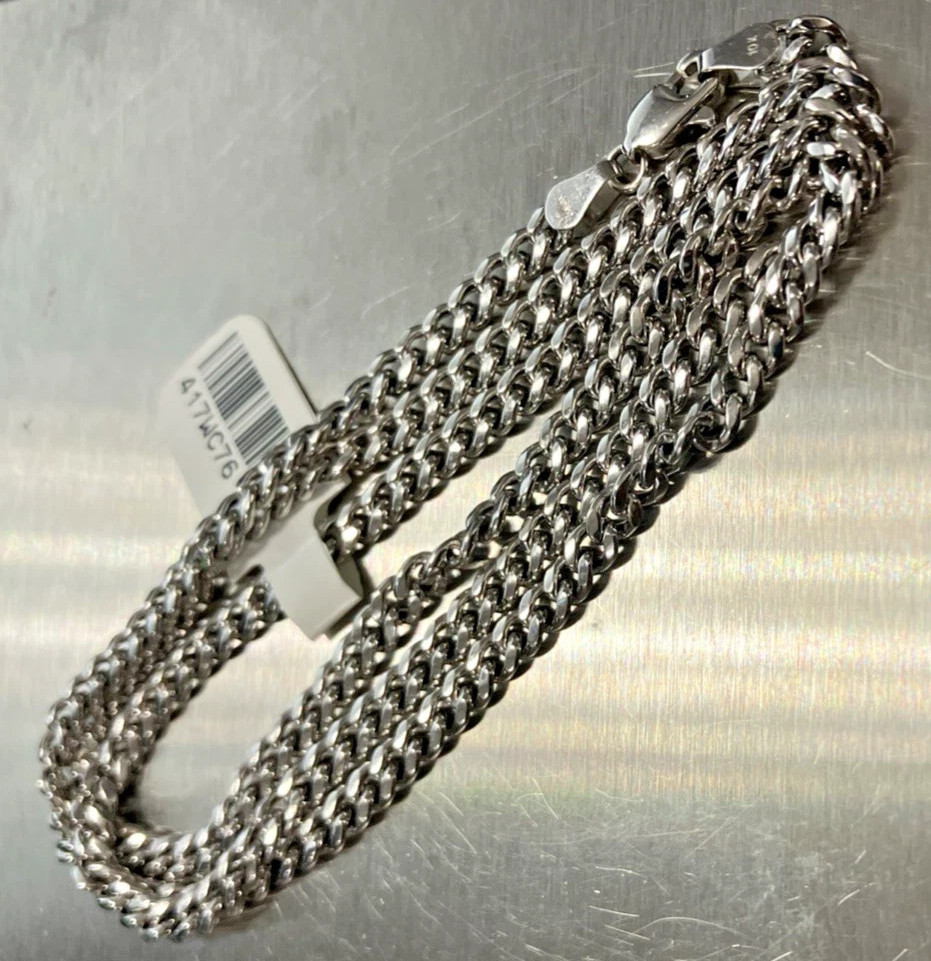 10KT White Gold Cuban Chain Semi-Solid/Hollow 7.6grams 3.8mm 22” Starz Brand NWT