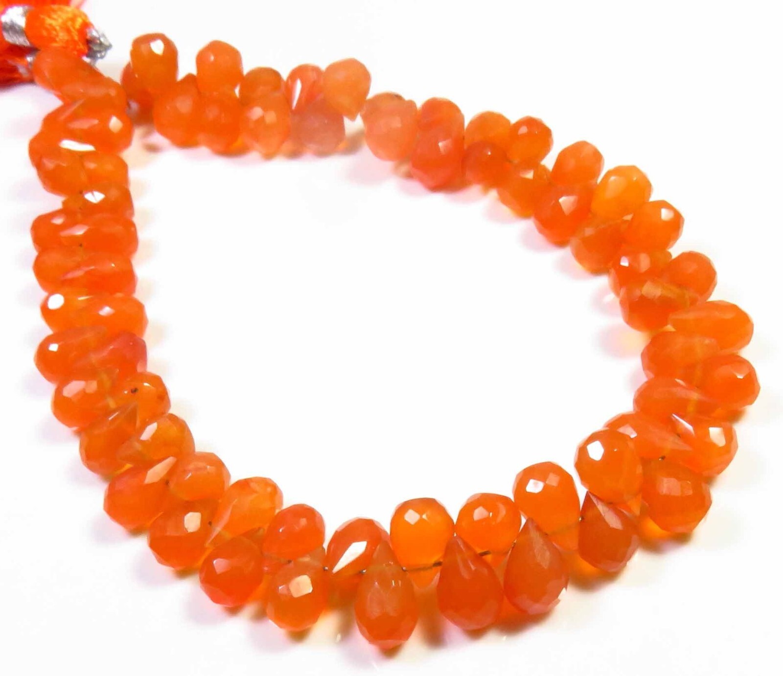 Orange Carnelian Gems Teardrop Micro Faceted Beads 8″Strand 6.5-8.5mm GV-3115