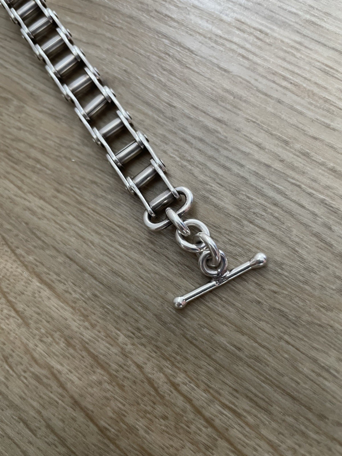 Sterling Silver Bracelet Bike Chain Modernist T Bar Heavy Statement (50g)