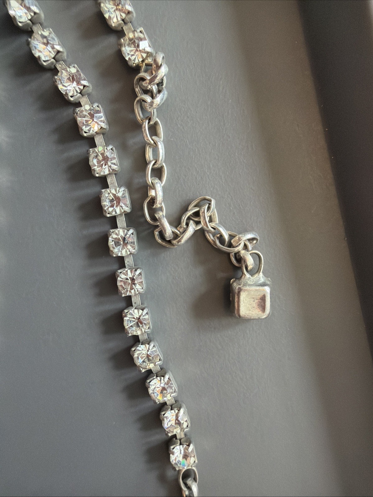 Vintage Estate Long Rhinestone Necklace 24+ Inch Glam Statement Jewelry