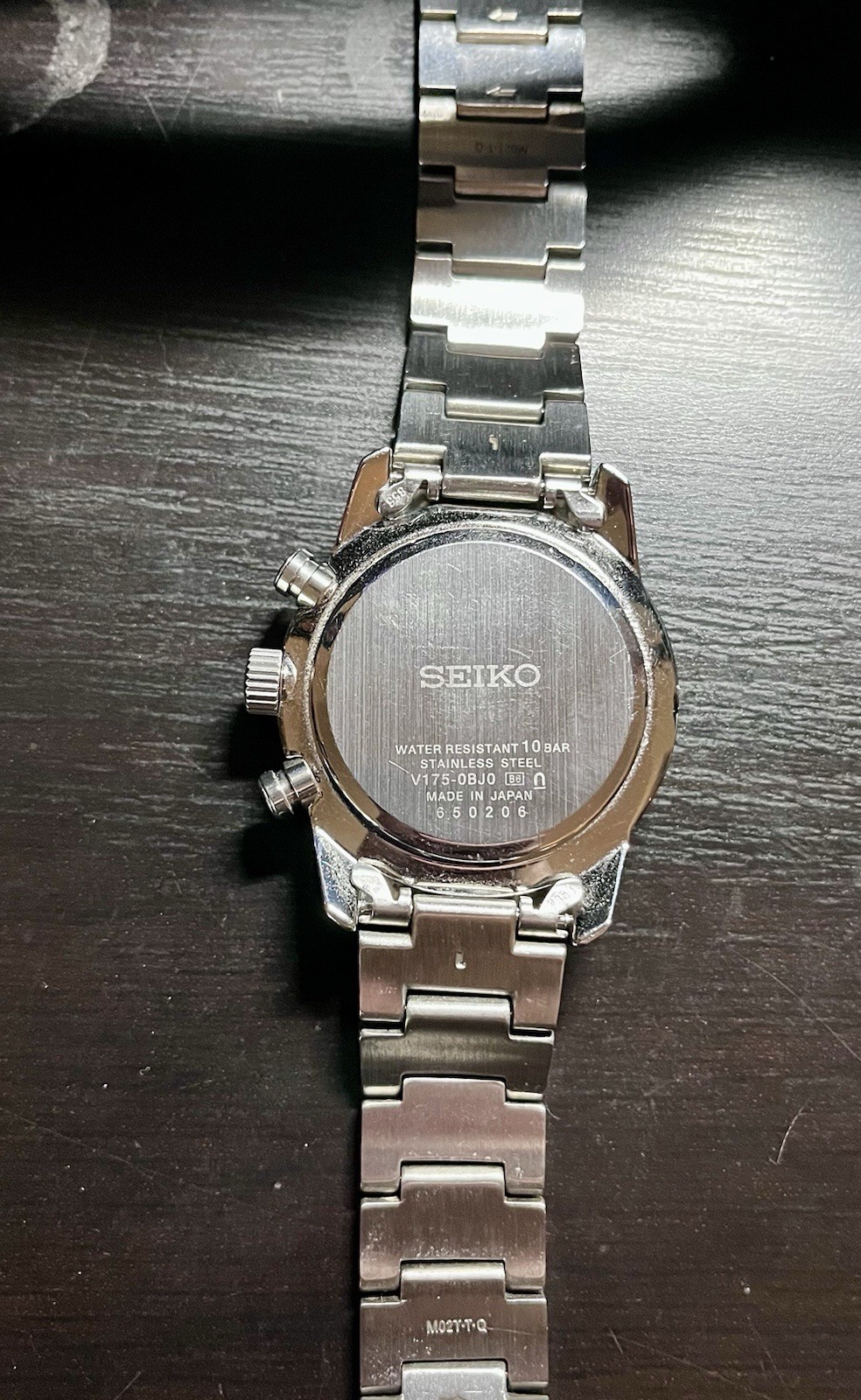 Seiko V175-0BJ0 solar chronograph Black Panda