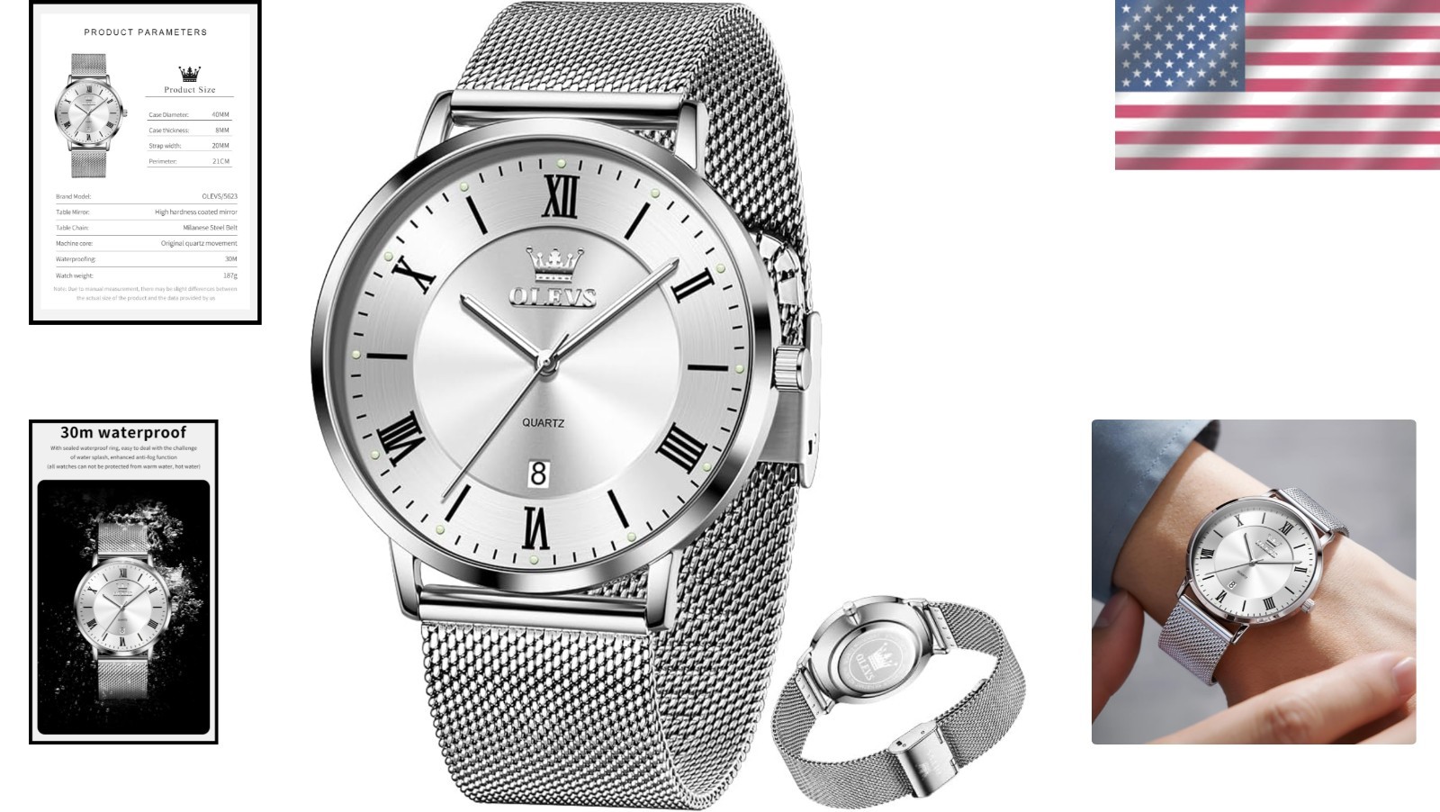 Stainless Steel Men’s Quartz Watch with Day-Date – Casual & Business Style