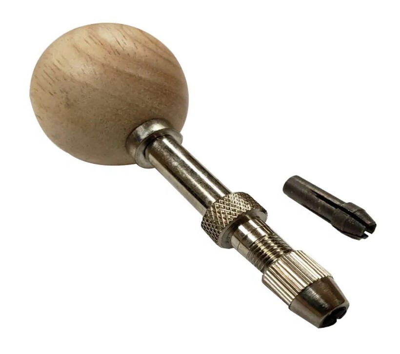 Swivel Head Pin Vise Hand Held Chuck Holder Round Wood Handle Range 1.5-2.5mm