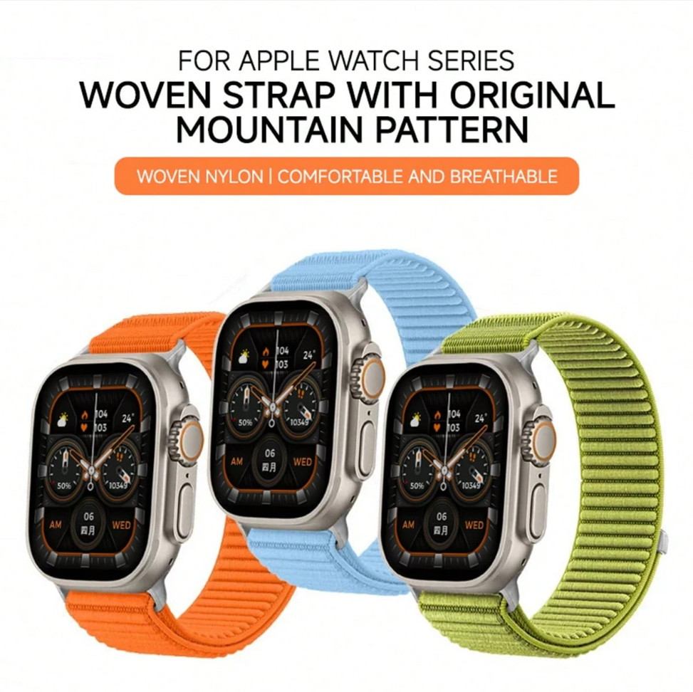 Woven Nylon Sport Band For Apple Watch Ultra 2 49mm 46mm 45mm 44mm Strap Loop