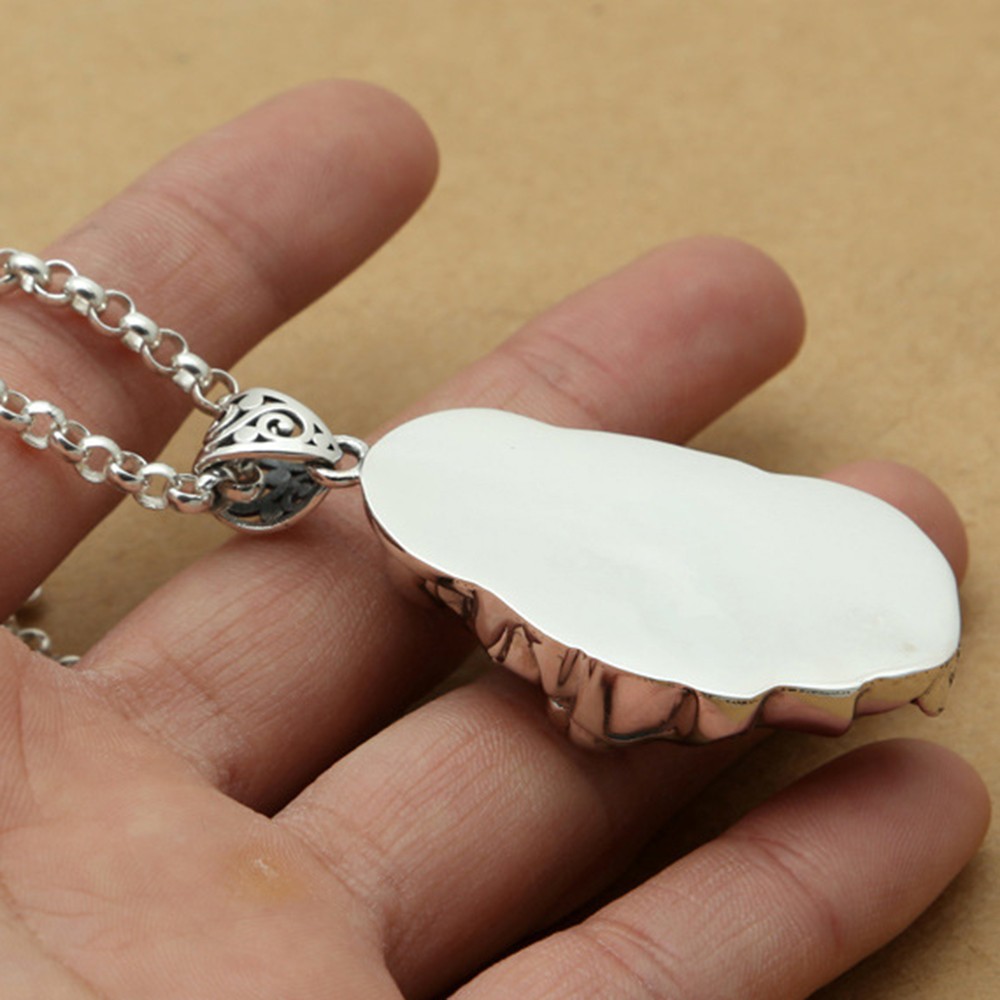 Pure S925 Sterling Silver Men Women Smooth Buddha Pendant 29-30g 55*29mm