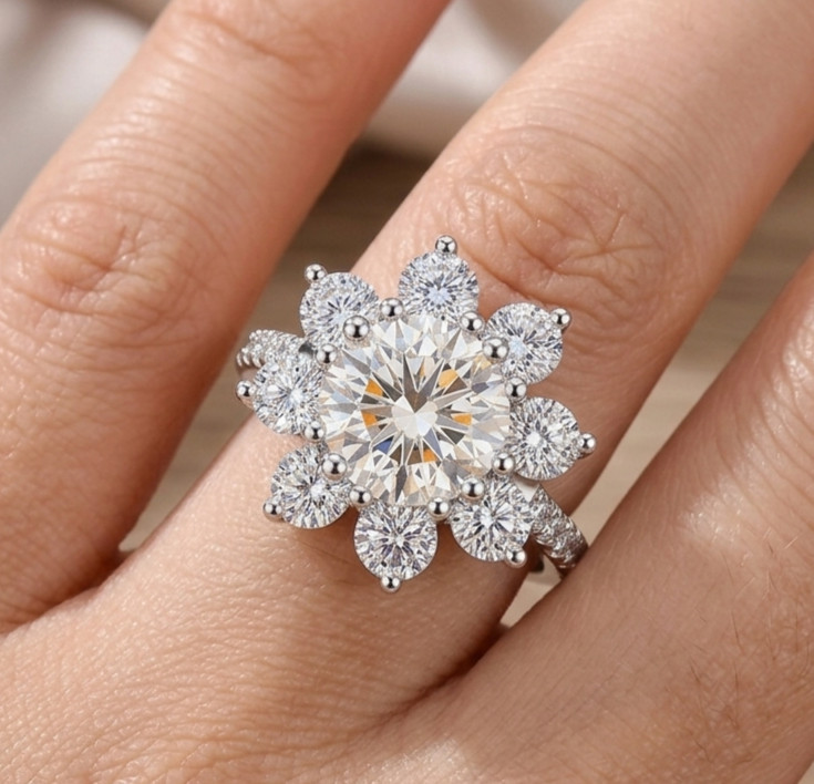 RARE 6.20 Ct Certified Round Cut White Natural Diamond Ring White Gold Finish