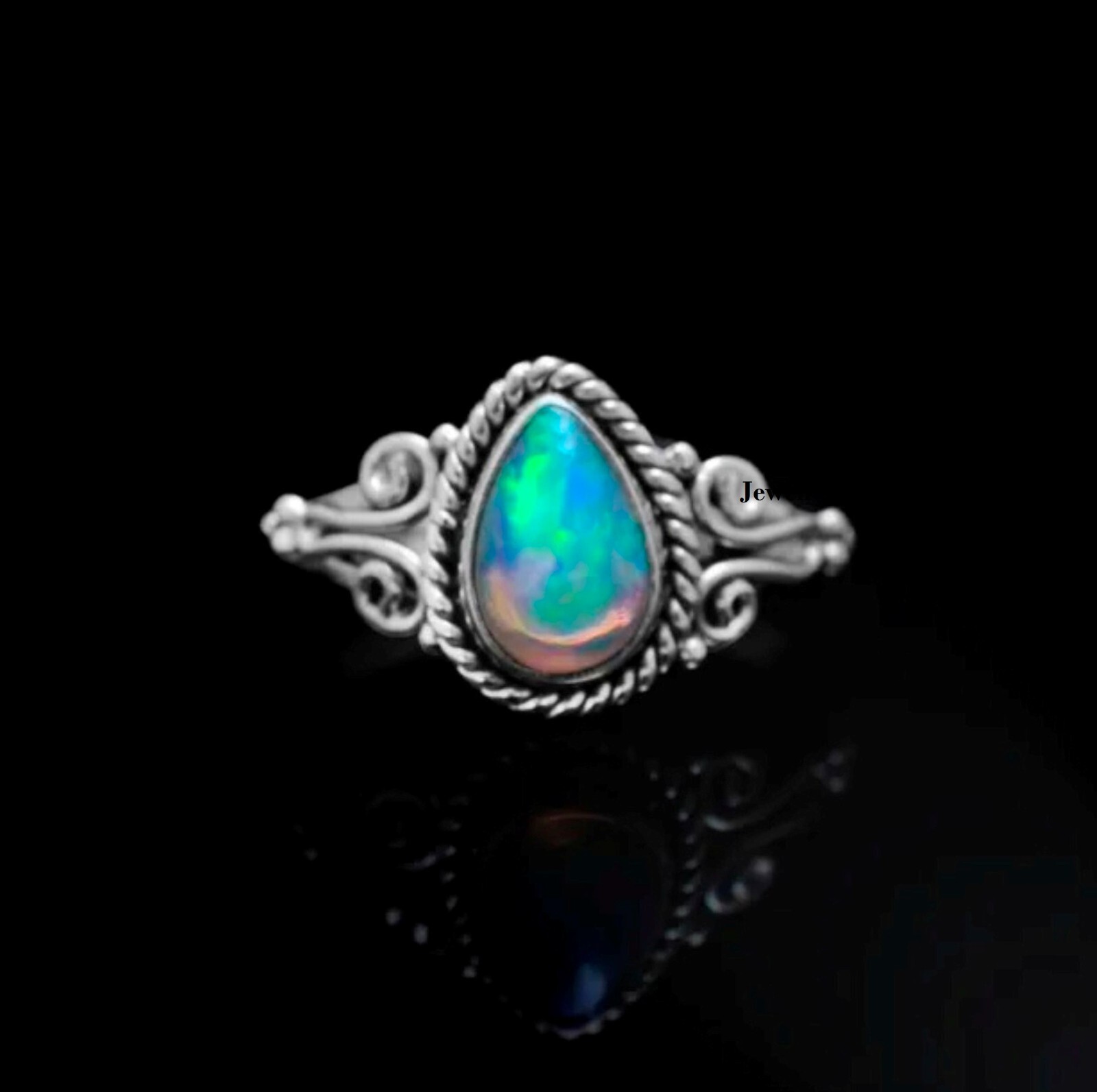 Natural Opal Gemstone Ring 925 Sterling Silver Blue Flash All Size MO**