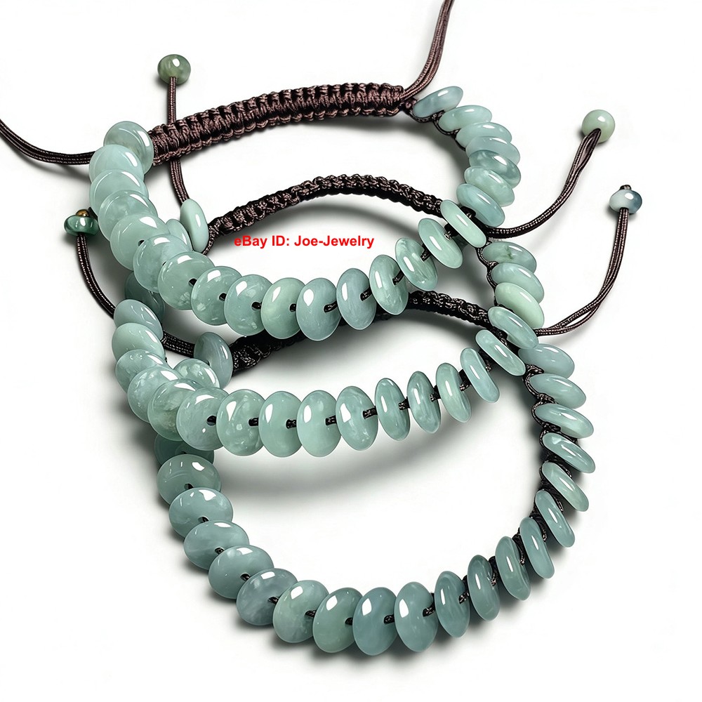 Natural Jadeite Bracelet Grade A Jade 8mm Safety Bead Adjustable Coffee Bracelet