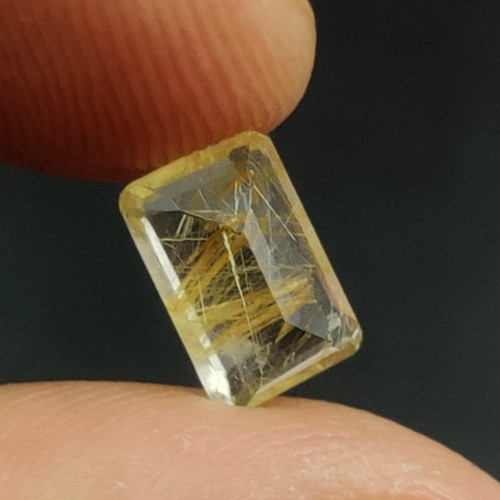 Natural Rutilated Quartz Loose Gemstone 8.7X5.7X3.7mm Emerald cut W154