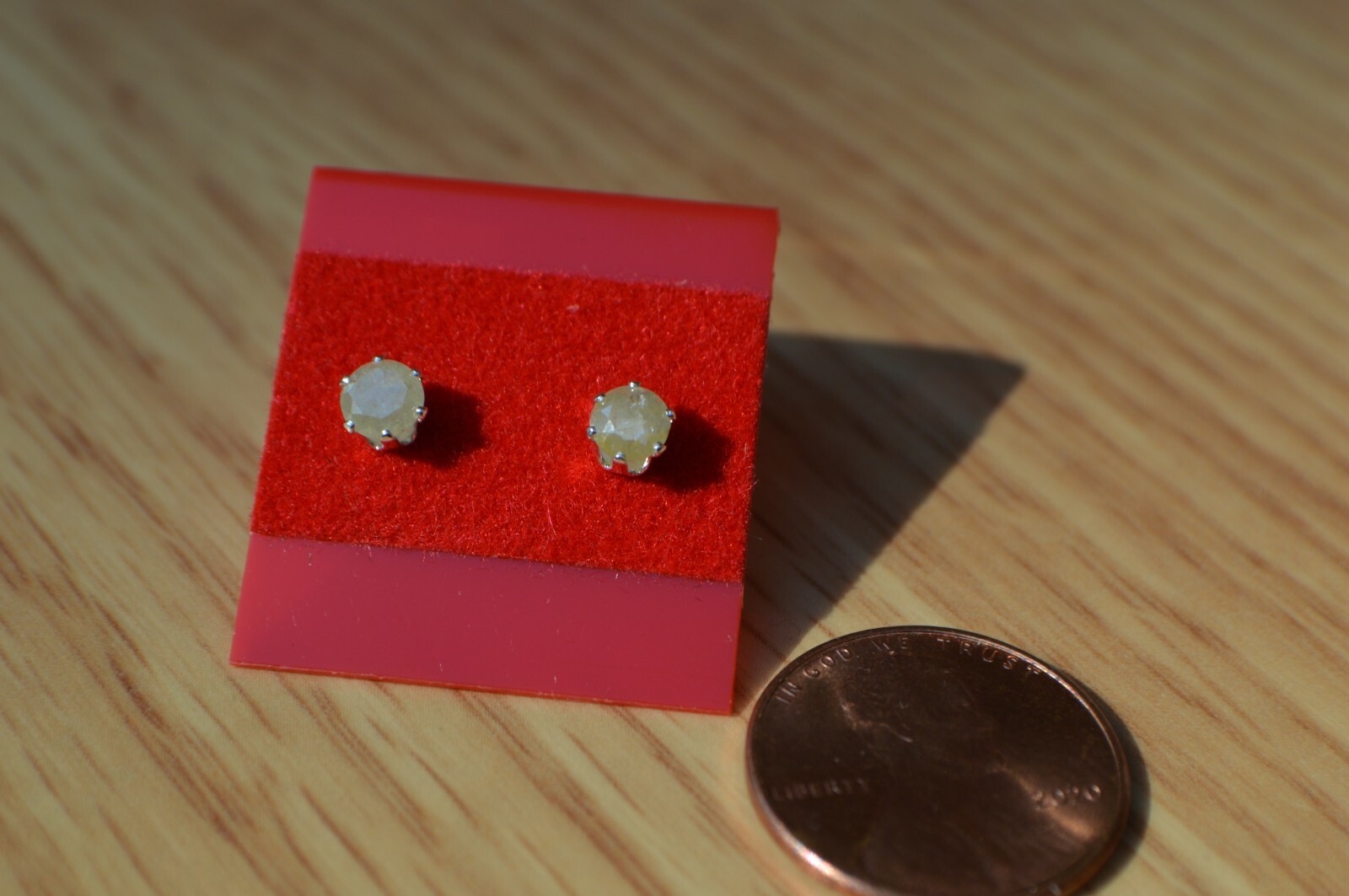 0.36ct Fancy Cape Yellow Diamond Solitaire Earrings Fine Silver I-3 Clarity