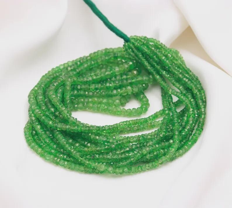 Tsavorite Green Garnet Rondelle Beads (2.5-4.5mm