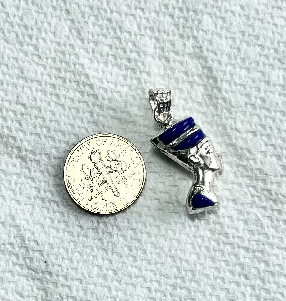 nefertiti 925 sterling silver pendant DBL Sided Lapis And Turquoise M. in Egypt