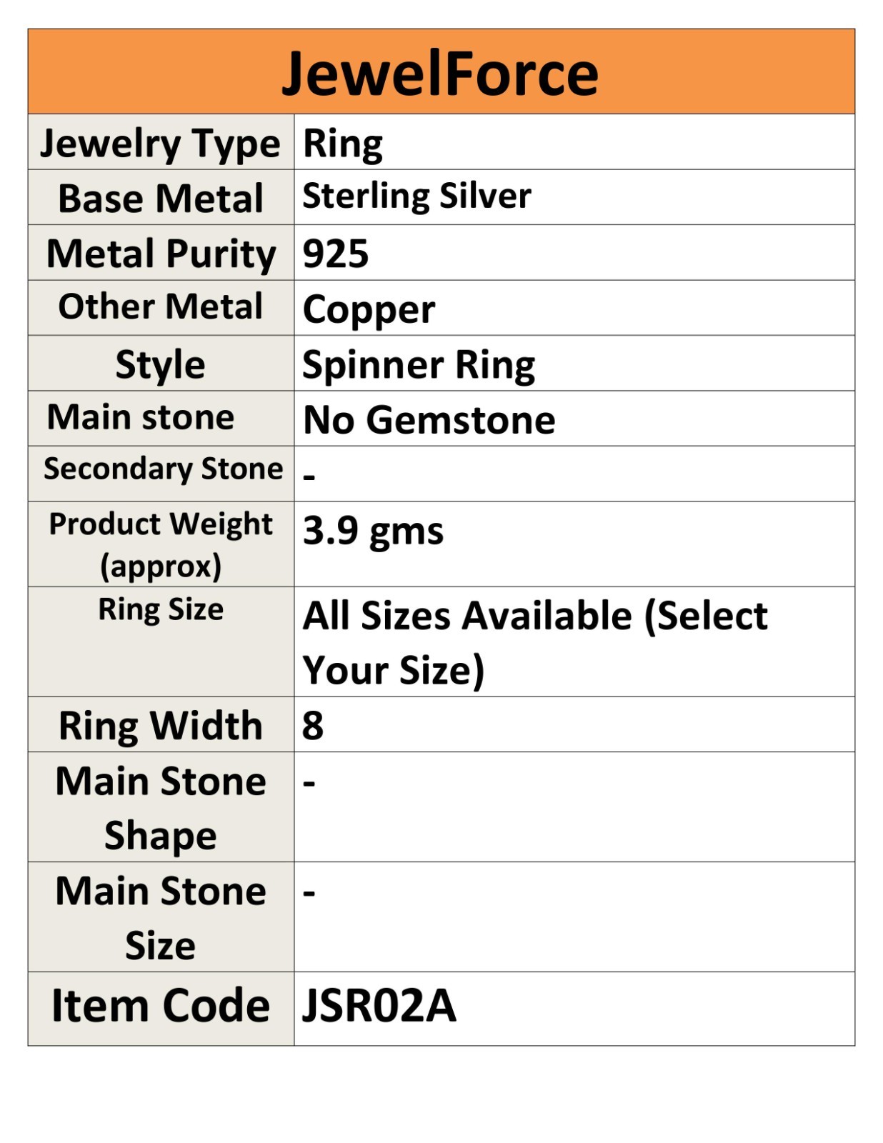Silver 925 Sterling Handmade Spinner Meditation Ring Gift Women Jewelry JSR-02